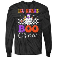 Icu Boo Crew Costume Funny Nurse Ghost Halloween Tie-Dye Long Sleeve Shirt