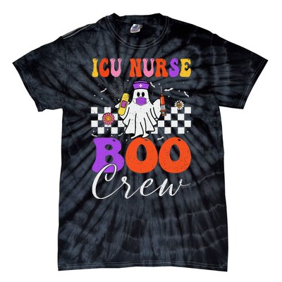 Icu Boo Crew Costume Funny Nurse Ghost Halloween Tie-Dye T-Shirt