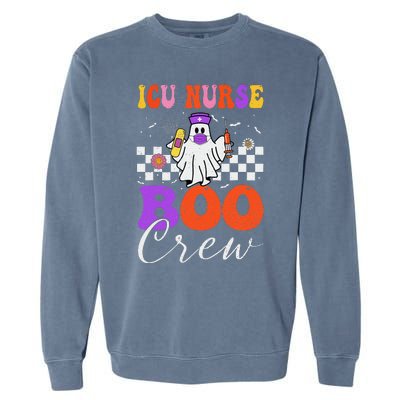 Icu Boo Crew Costume Funny Nurse Ghost Halloween Garment-Dyed Sweatshirt