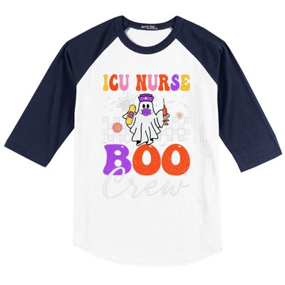 Icu Boo Crew Costume Funny Nurse Ghost Halloween Baseball Sleeve Shirt