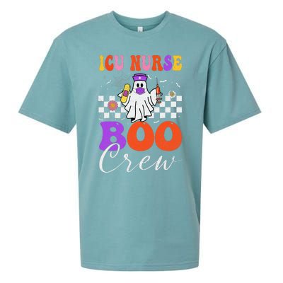 Icu Boo Crew Costume Funny Nurse Ghost Halloween Sueded Cloud Jersey T-Shirt