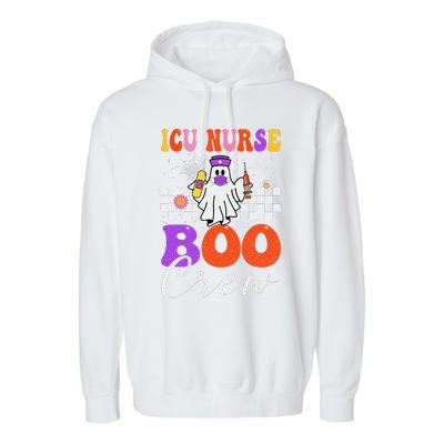 Icu Boo Crew Costume Funny Nurse Ghost Halloween Garment-Dyed Fleece Hoodie