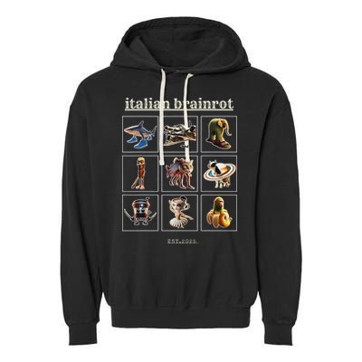 Italian Brainrot Characaters Meme Gen Z Funny Humor Garment-Dyed Fleece Hoodie