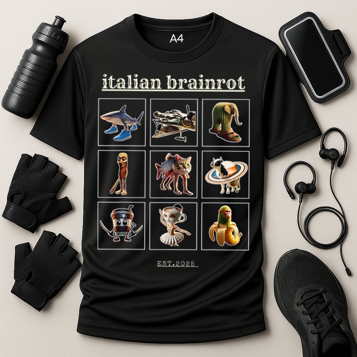 Italian Brainrot Characaters Meme Gen Z Funny Humor Performance Shirt