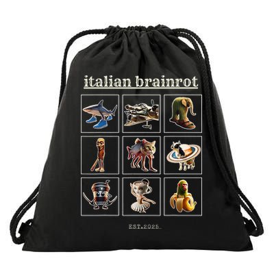 Italian Brainrot Characaters Meme Gen Z Funny Humor Drawstring Bag