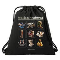 Italian Brainrot Characaters Meme Gen Z Funny Humor Drawstring Bag