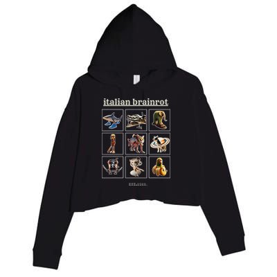 Italian Brainrot Characaters Meme Gen Z Funny Humor Crop Fleece Hoodie