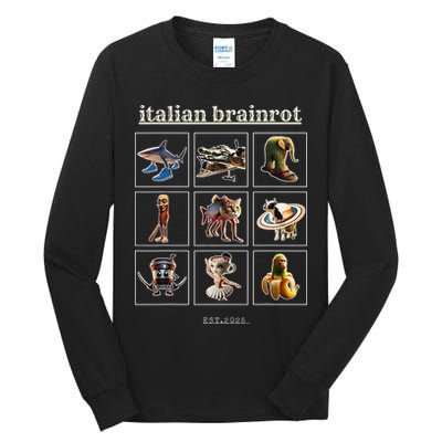 Italian Brainrot Characaters Meme Gen Z Funny Humor Tall Long Sleeve T-Shirt