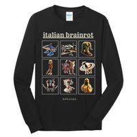 Italian Brainrot Characaters Meme Gen Z Funny Humor Tall Long Sleeve T-Shirt