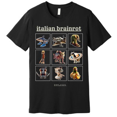 Italian Brainrot Characaters Meme Gen Z Funny Humor Premium T-Shirt
