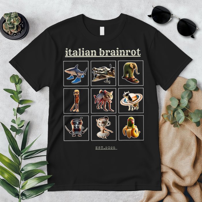 Italian Brainrot Characaters Meme Gen Z Funny Humor Premium T-Shirt