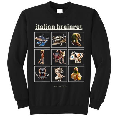 Italian Brainrot Characaters Meme Gen Z Funny Humor Tall Sweatshirt