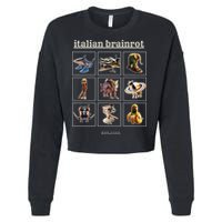 Italian Brainrot Characaters Meme Gen Z Funny Humor Cropped Pullover Crew