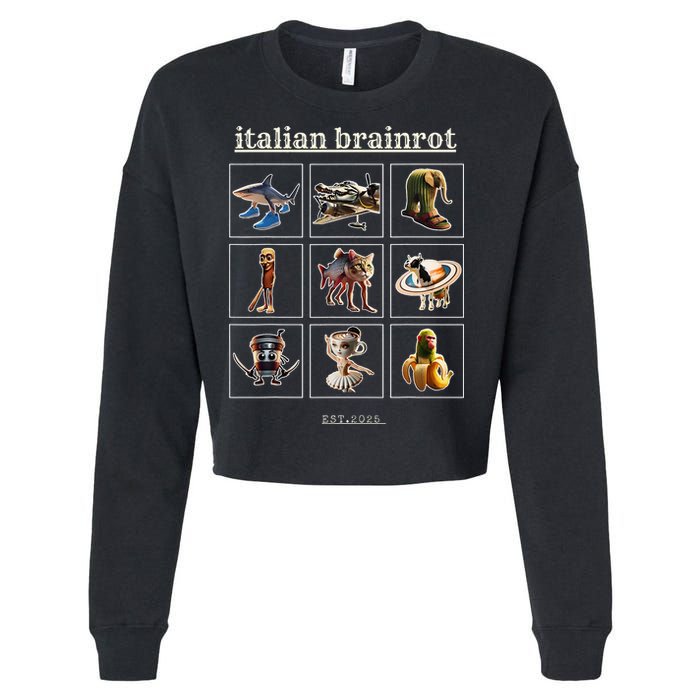 Italian Brainrot Characaters Meme Gen Z Funny Humor Cropped Pullover Crew
