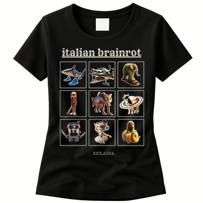 Italian Brainrot Characaters Meme Gen Z Funny Humor Womens T-Shirt