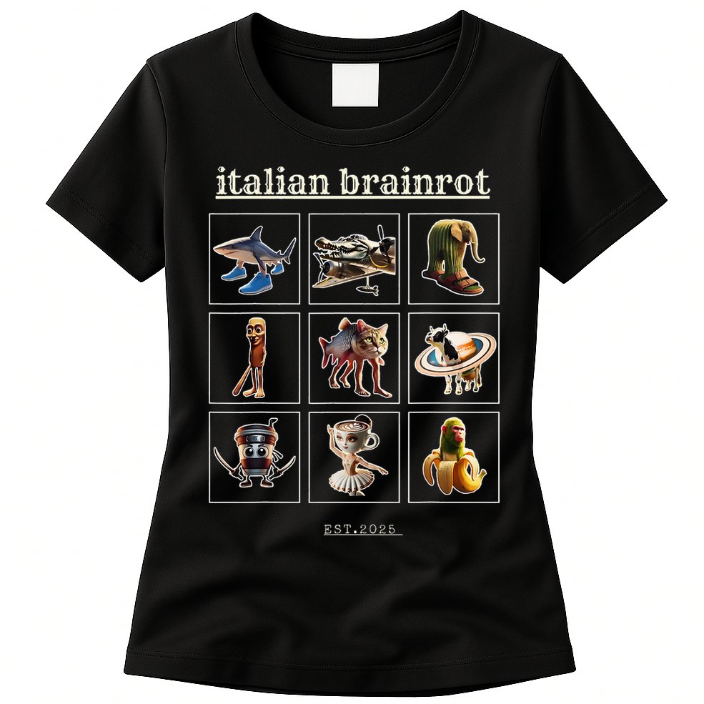 Italian Brainrot Characaters Meme Gen Z Funny Humor Womens T-Shirt