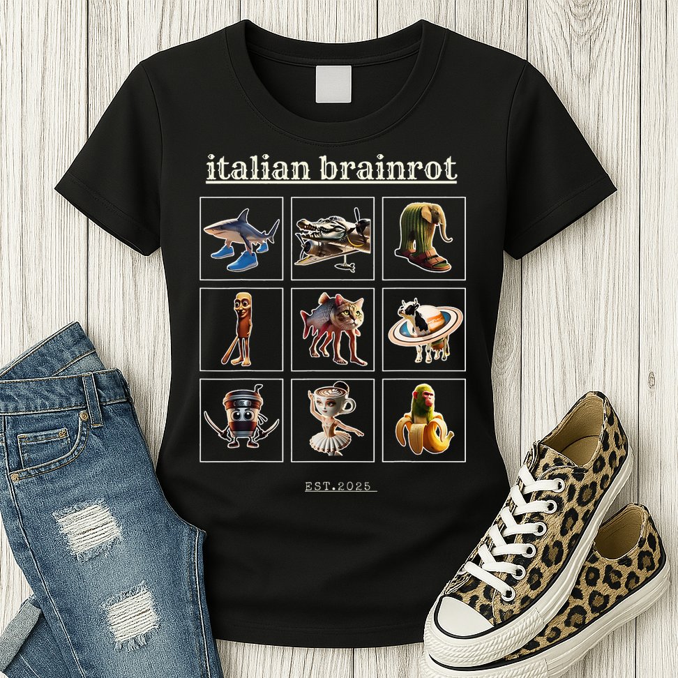 Italian Brainrot Characaters Meme Gen Z Funny Humor Womens T-Shirt