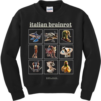 Italian Brainrot Characaters Meme Gen Z Funny Humor Kids Sweatshirt