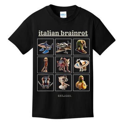Italian Brainrot Characaters Meme Gen Z Funny Humor Kids T-Shirt