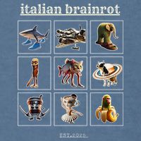Italian Brainrot Characaters Meme Gen Z Funny Humor Garment-Dyed Sweatshirt