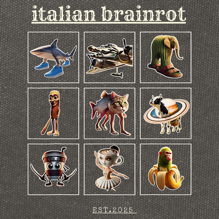 Italian Brainrot Characaters Meme Gen Z Funny Humor Cotton Canvas Backpack