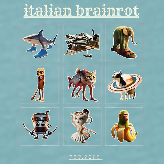 Italian Brainrot Characaters Meme Gen Z Funny Humor Sueded Cloud Jersey T-Shirt