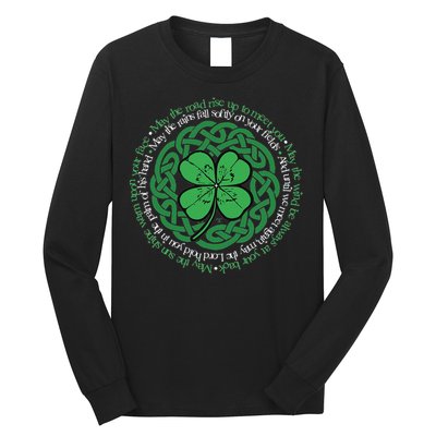 Irish Blessing Celtic Knot & 4 Leaf Clover Luck Version Long Sleeve Shirt