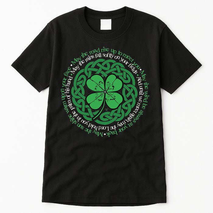 Irish Blessing Celtic Knot & 4 Leaf Clover Luck Version Tall T-Shirt