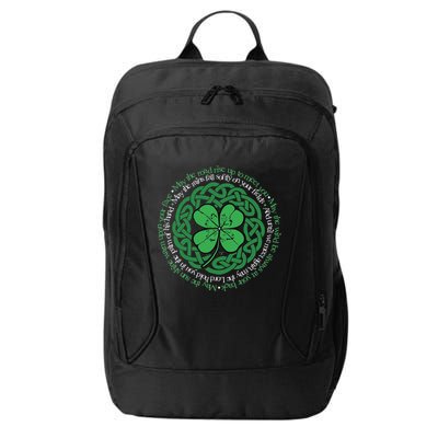 Irish Blessing Celtic Knot & 4 Leaf Clover Luck Version City Backpack