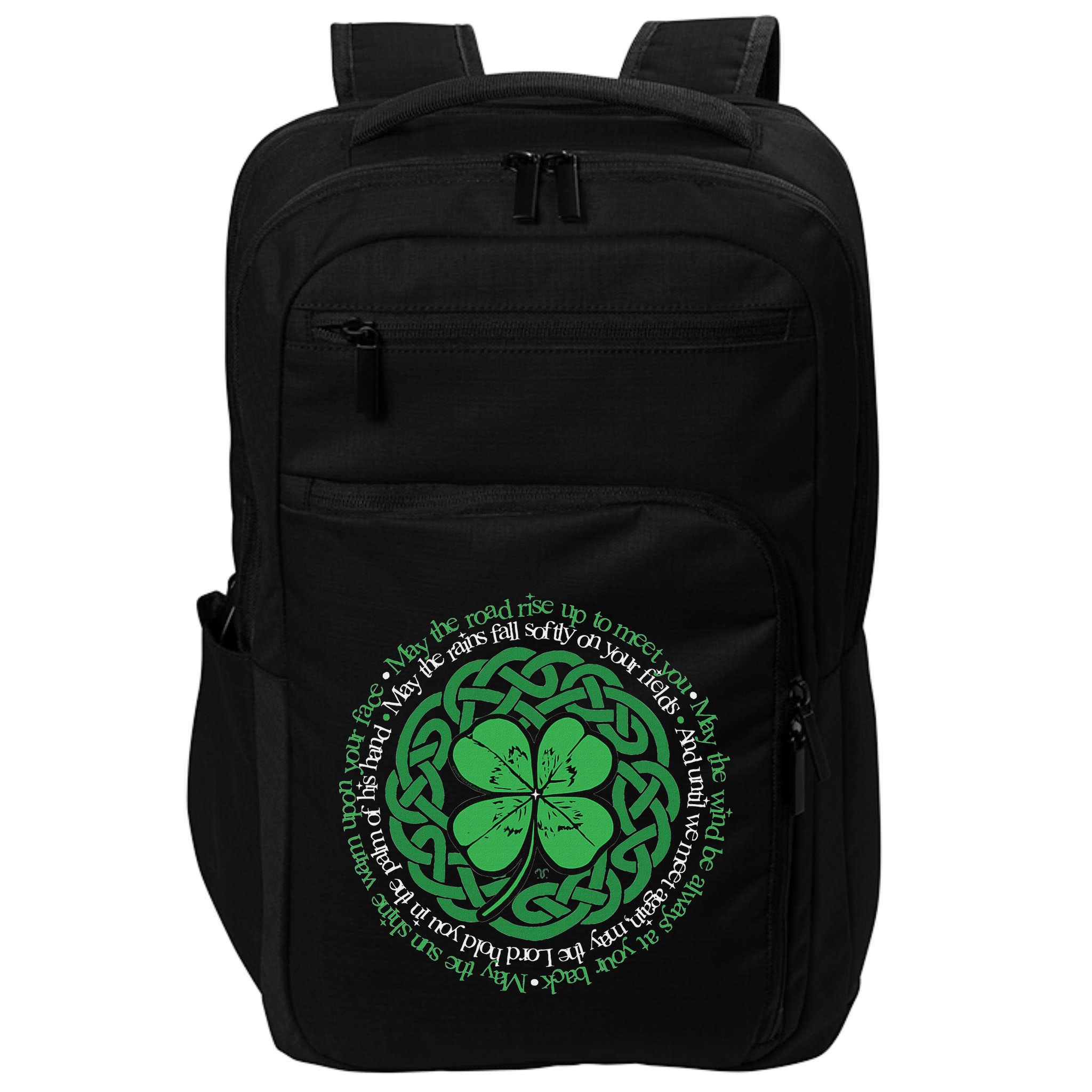Irish Blessing Celtic Knot & 4 Leaf Clover Luck Version Impact Tech Backpack