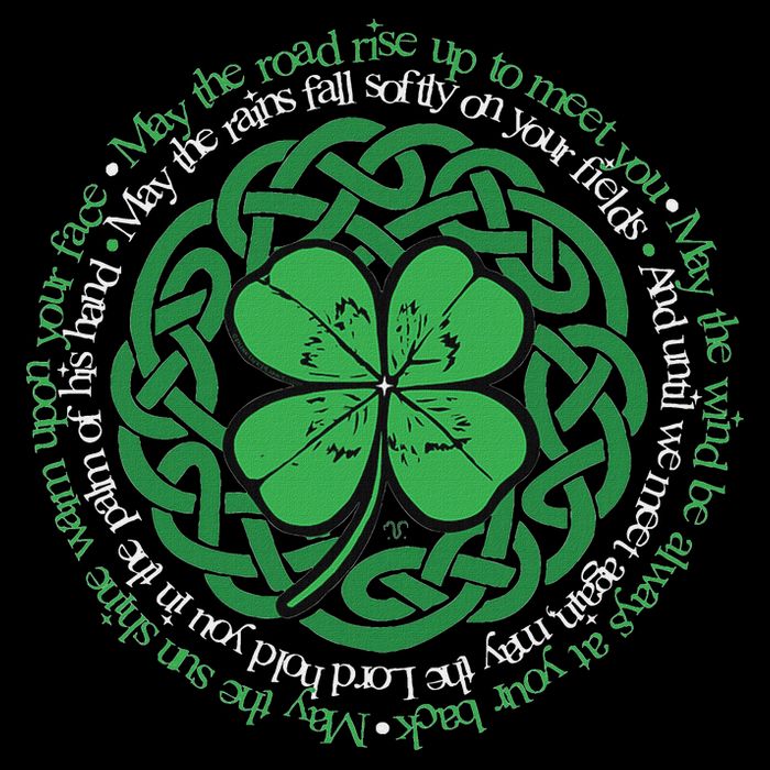 Irish Blessing Celtic Knot & 4 Leaf Clover Luck Version Bucket Hat