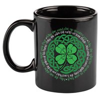 Irish Blessing Celtic Knot & 4 Leaf Clover Luck Version 11oz C Handle Ceramic Mug