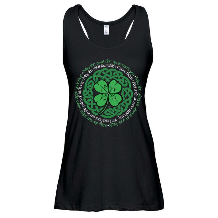 Irish Blessing Celtic Knot & 4 Leaf Clover Luck Version Ladies Essential Flowy Tank