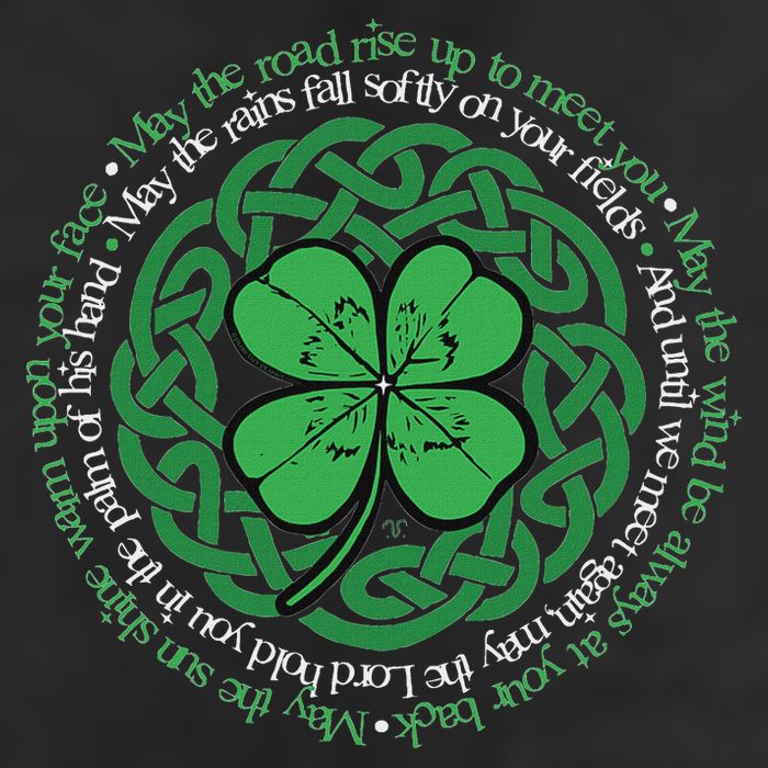 Irish Blessing Celtic Knot & 4 Leaf Clover Luck Version Large Microfiber Waffle Golf Towel