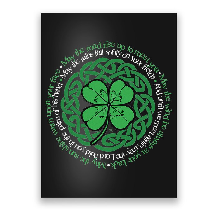 Irish Blessing Celtic Knot & 4 Leaf Clover Luck Version Poster