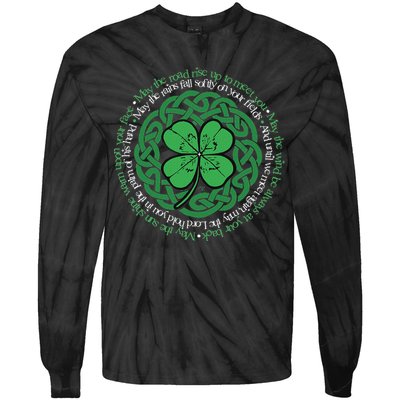 Irish Blessing Celtic Knot & 4 Leaf Clover Luck Version Tie-Dye Long Sleeve Shirt