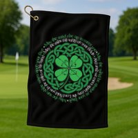 Irish Blessing Celtic Knot & 4 Leaf Clover Luck Version Golf Towel