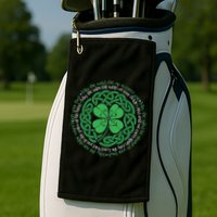 Irish Blessing Celtic Knot & 4 Leaf Clover Luck Version Golf Towel