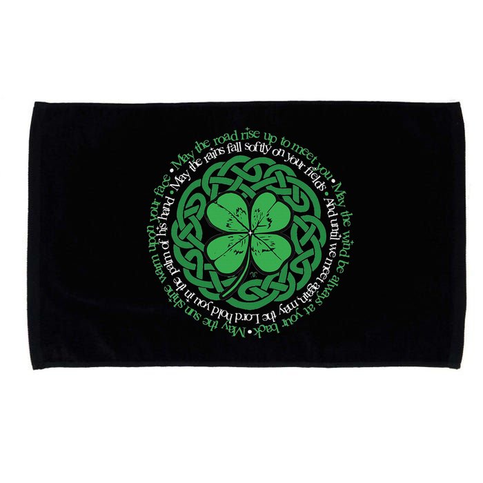 Irish Blessing Celtic Knot & 4 Leaf Clover Luck Version Microfiber Hand Towel
