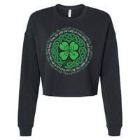Irish Blessing Celtic Knot & 4 Leaf Clover Luck Version Cropped Pullover Crew