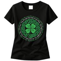 Irish Blessing Celtic Knot & 4 Leaf Clover Luck Version Womens T-Shirt