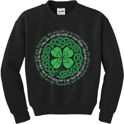Irish Blessing Celtic Knot & 4 Leaf Clover Luck Version Kids Sweatshirt