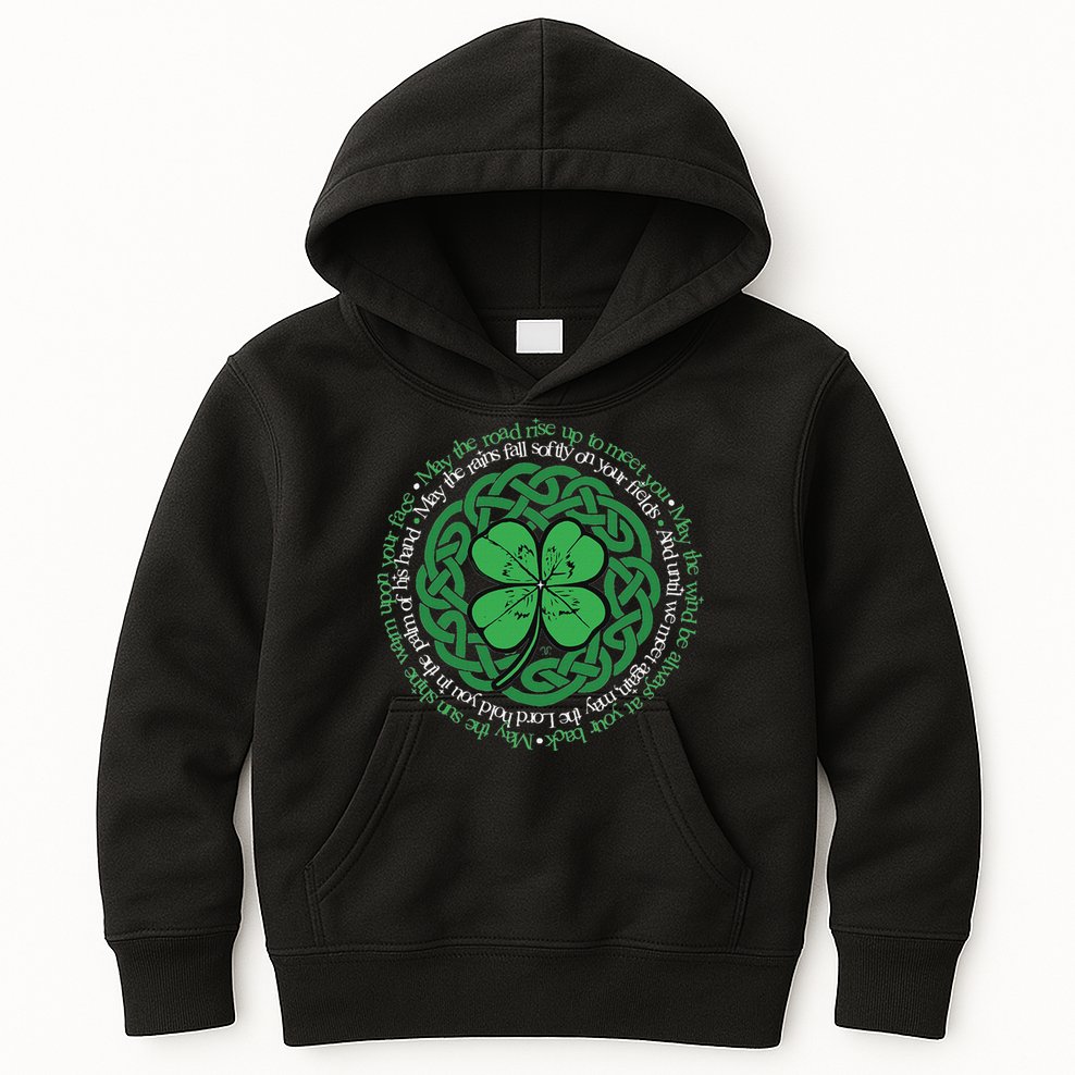 Irish Blessing Celtic Knot & 4 Leaf Clover Luck Version Kids Hoodie