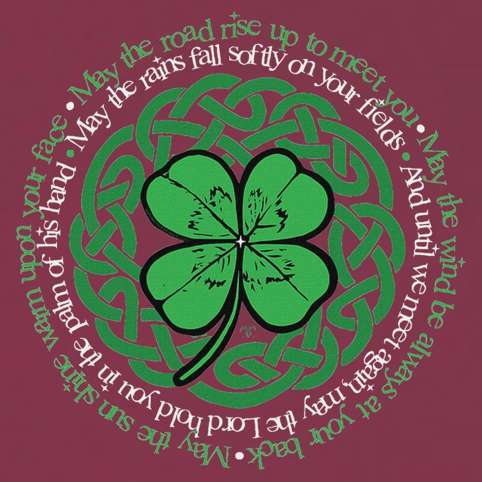 Irish Blessing Celtic Knot & 4 Leaf Clover Luck Version 16oz Travel Tumbler