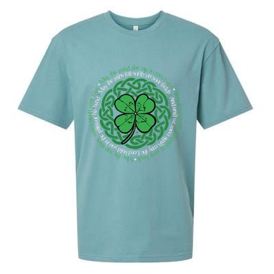 Irish Blessing Celtic Knot & 4 Leaf Clover Luck Version Sueded Cloud Jersey T-Shirt