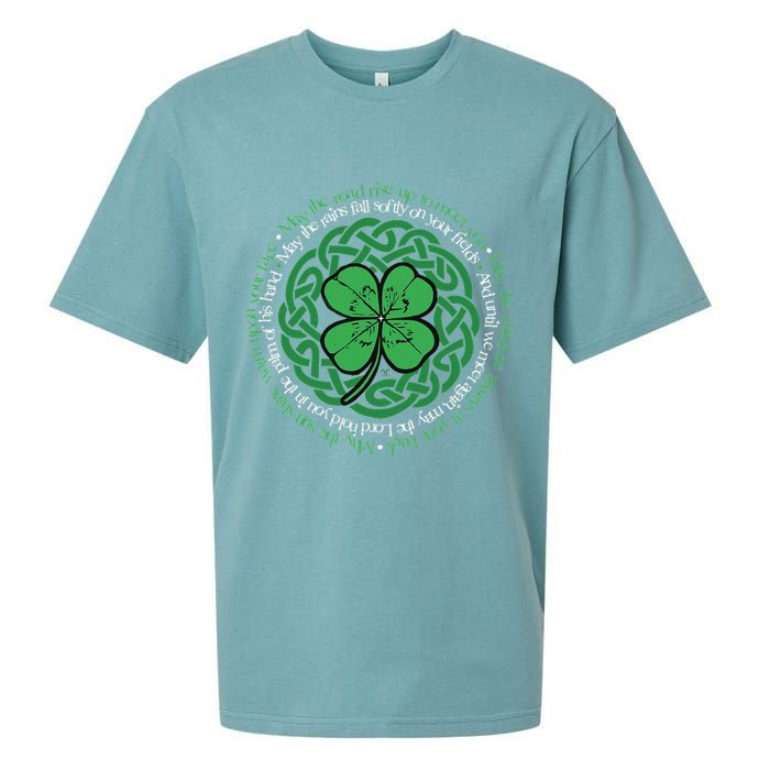 Irish Blessing Celtic Knot & 4 Leaf Clover Luck Version Sueded Cloud Jersey T-Shirt