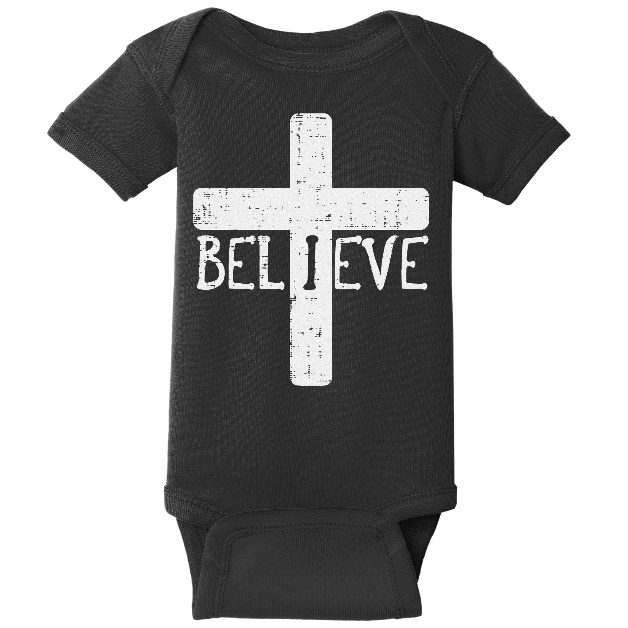 I Believe Cross God Jesus Faith Christian Baby Bodysuit