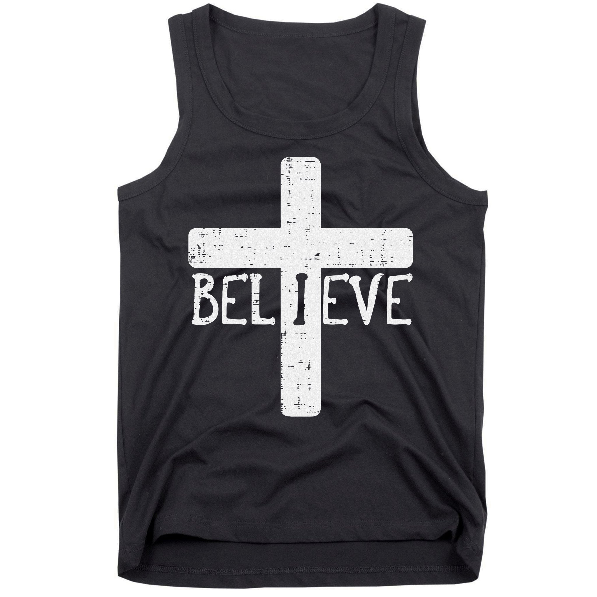 I Believe Cross God Jesus Faith Christian Tank Top
