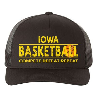 Iowa Basketball Compete Defeat Repeat Yupoong Adult 5-Panel Trucker Hat