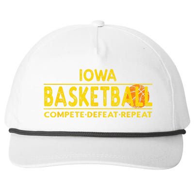 Iowa Basketball Compete Defeat Repeat Snapback Five-Panel Rope Hat